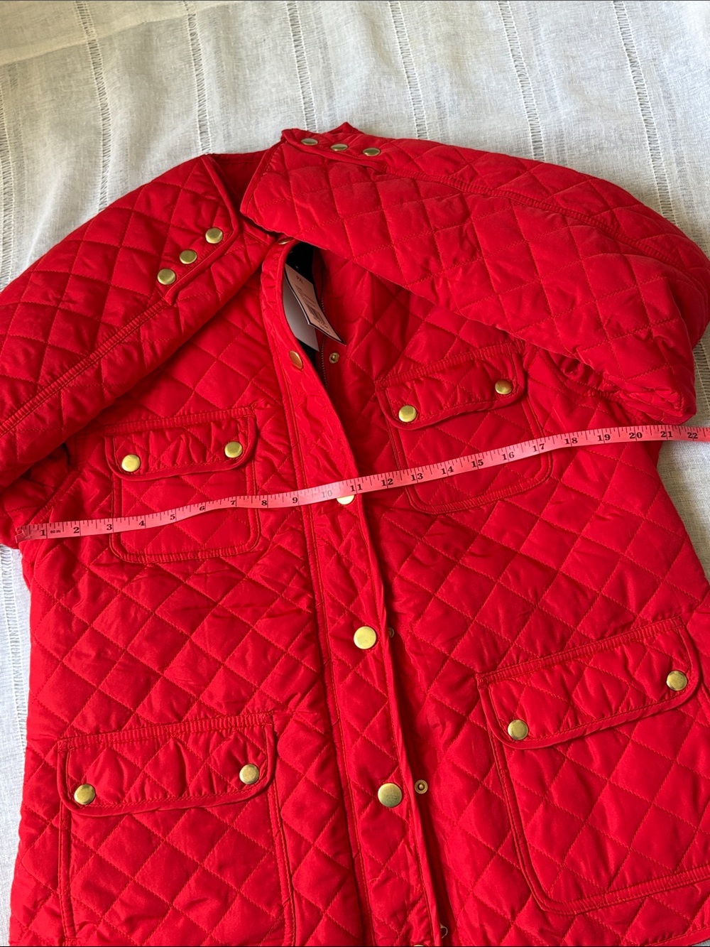 crown & ivy Bright Red Quilted Jacket with Gold-Tone Buttons - Picture 12 of 14